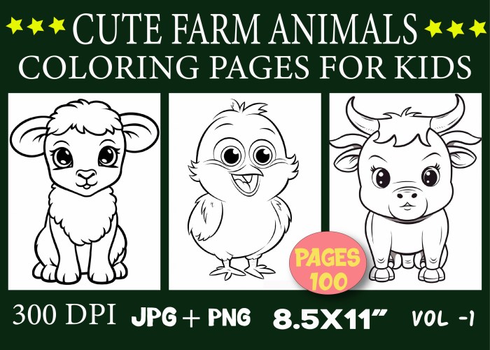 Farm animals for coloring