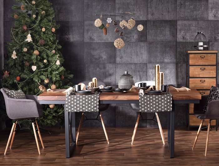 Industrial design style christmas decor