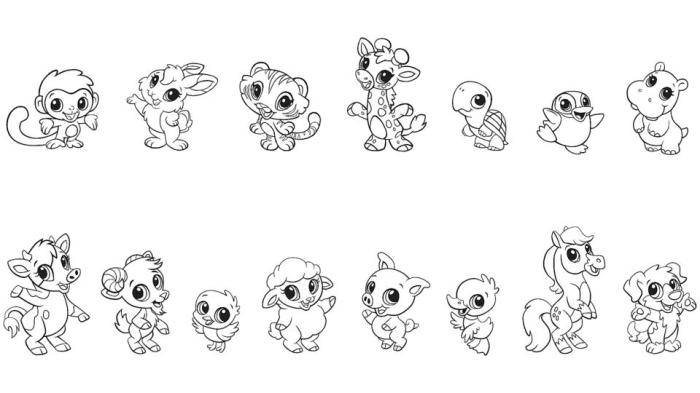 Cute Cartoon Baby Animal Coloring Pages