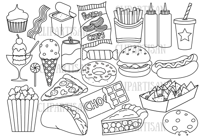 Coloring pages of junk food