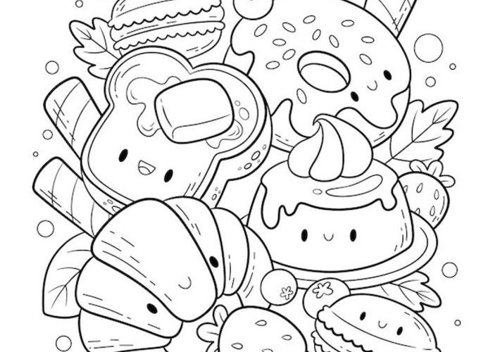 Coloring Pages Cute Food Anime