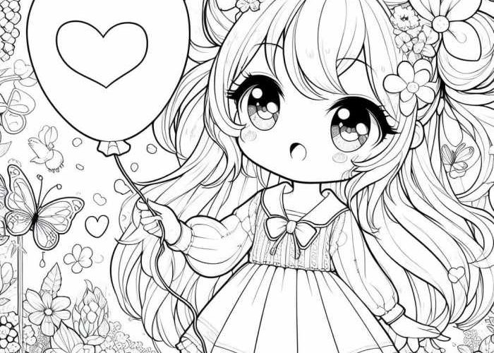 Cute Anime Girls Love Coloring Pages