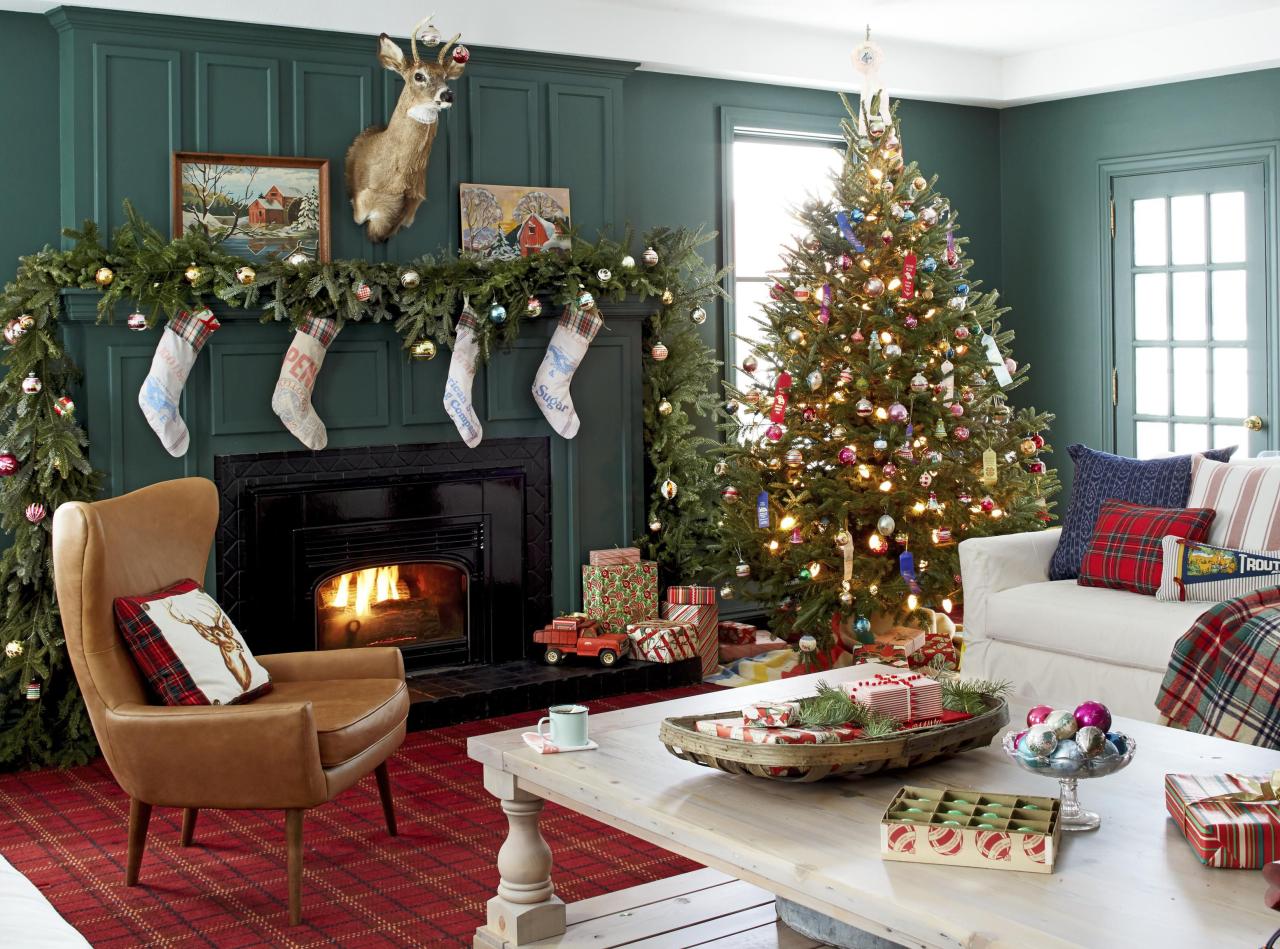 Living room christmas decor