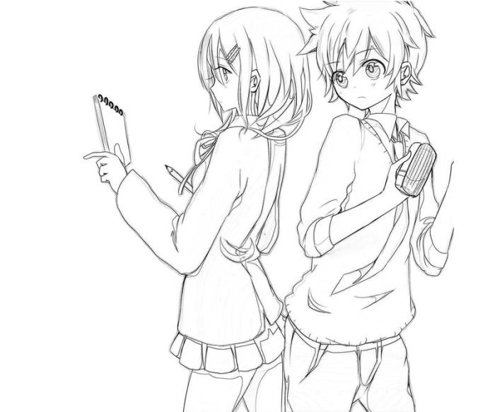 Anime couple coloring pages