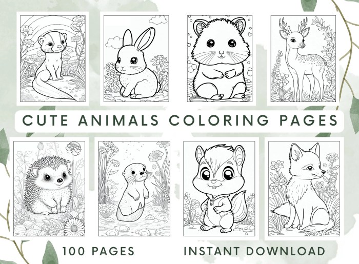 Adorable animal coloring page