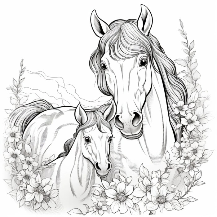 Animal coloring sheets horses