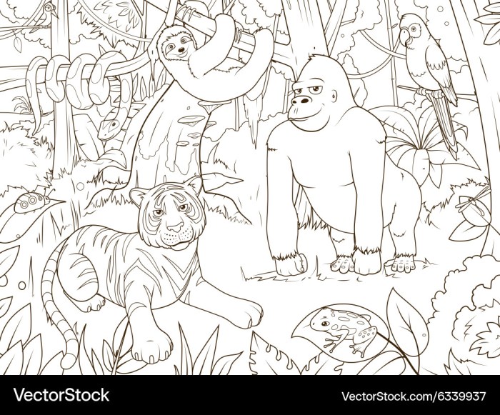 Cartoon jungle animals coloring pages