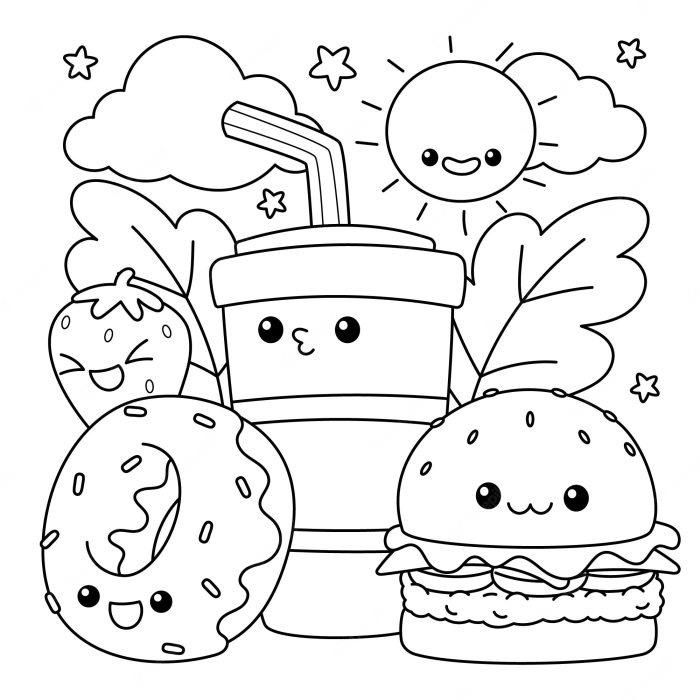 Easy food coloring pages