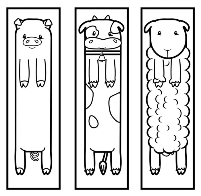 Animal bookmark coloring pages