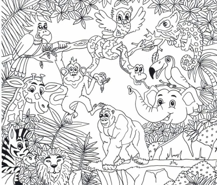 Printable jungle animal coloring pages